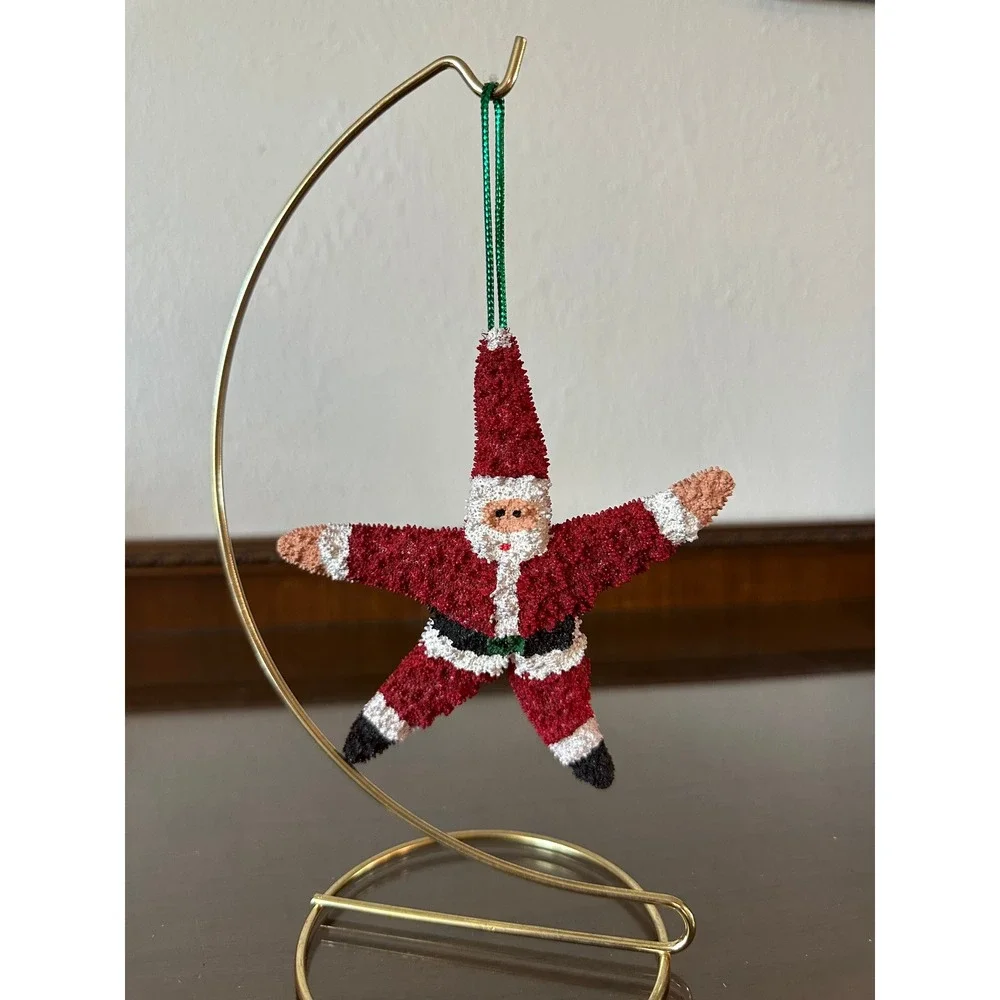 Santa Claus Starfish Christmas Ornament Coastal Nautical Beach Holiday Decor 4.5